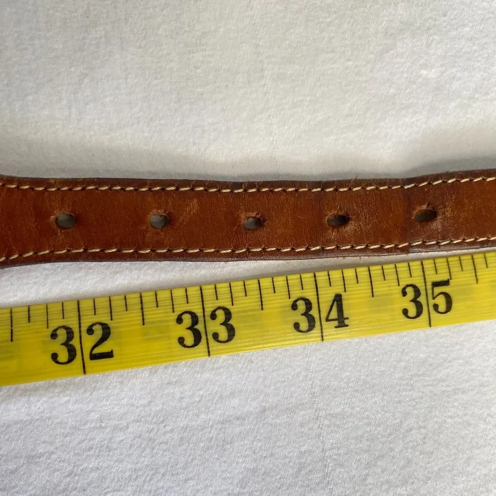 💎Leegin Western Belt Medium Waist USA Made Caramel Brown Leather Braided Inlay